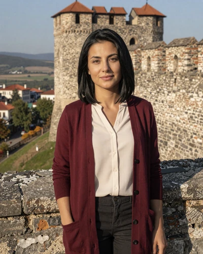 Nikoleta, 30-year-old Bulgarian woman from Veliko Tarnovo with black hair at Tsarevets Fortress