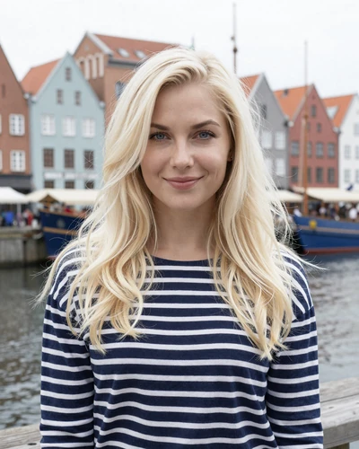 Patrycja, 25-year-old Polish woman from Gdańsk with platinum blonde hair near the harbor