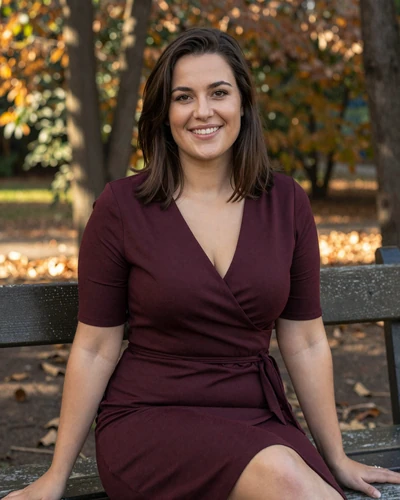 Karolina, 33-year-old Polish woman from Wrocław with dark brown hair in a botanical garden